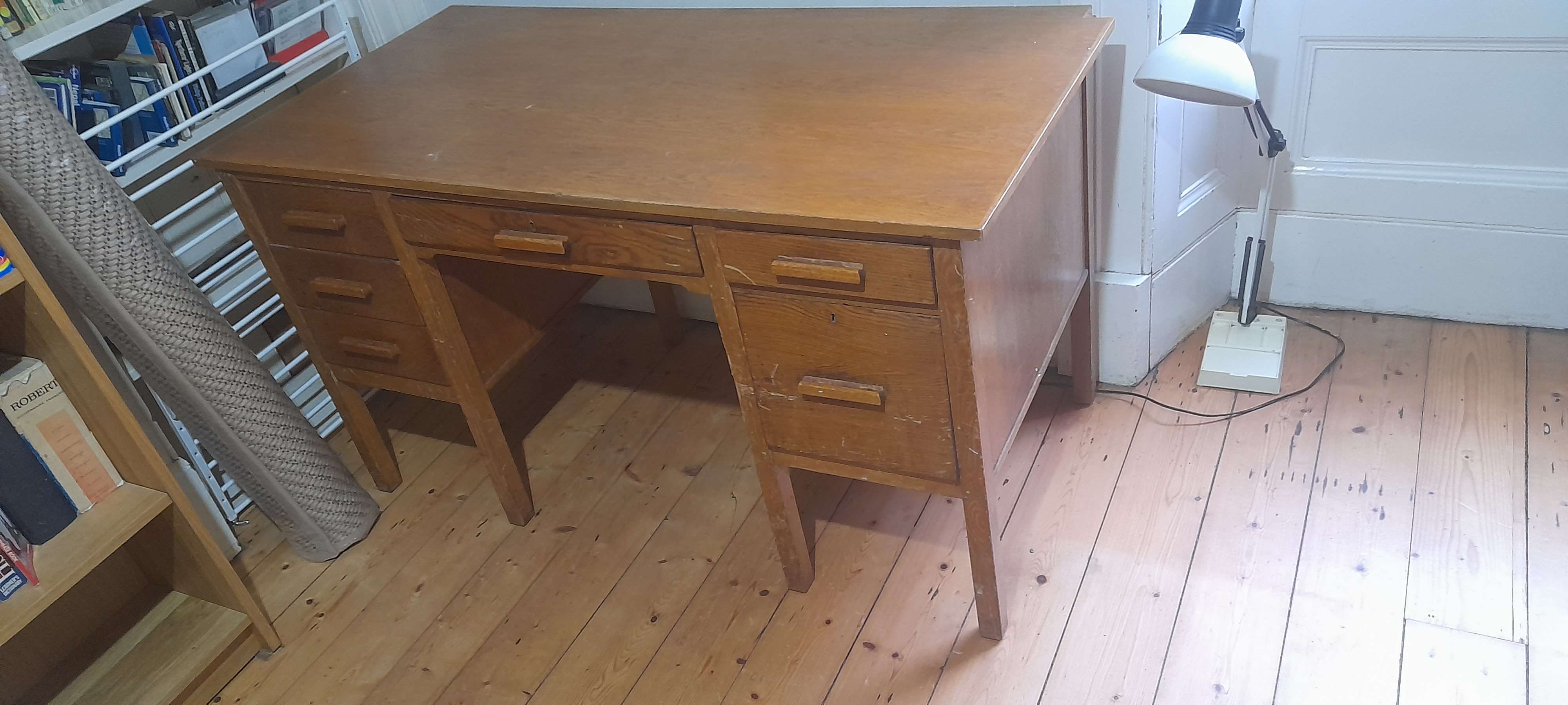 Wooden desk with drawers