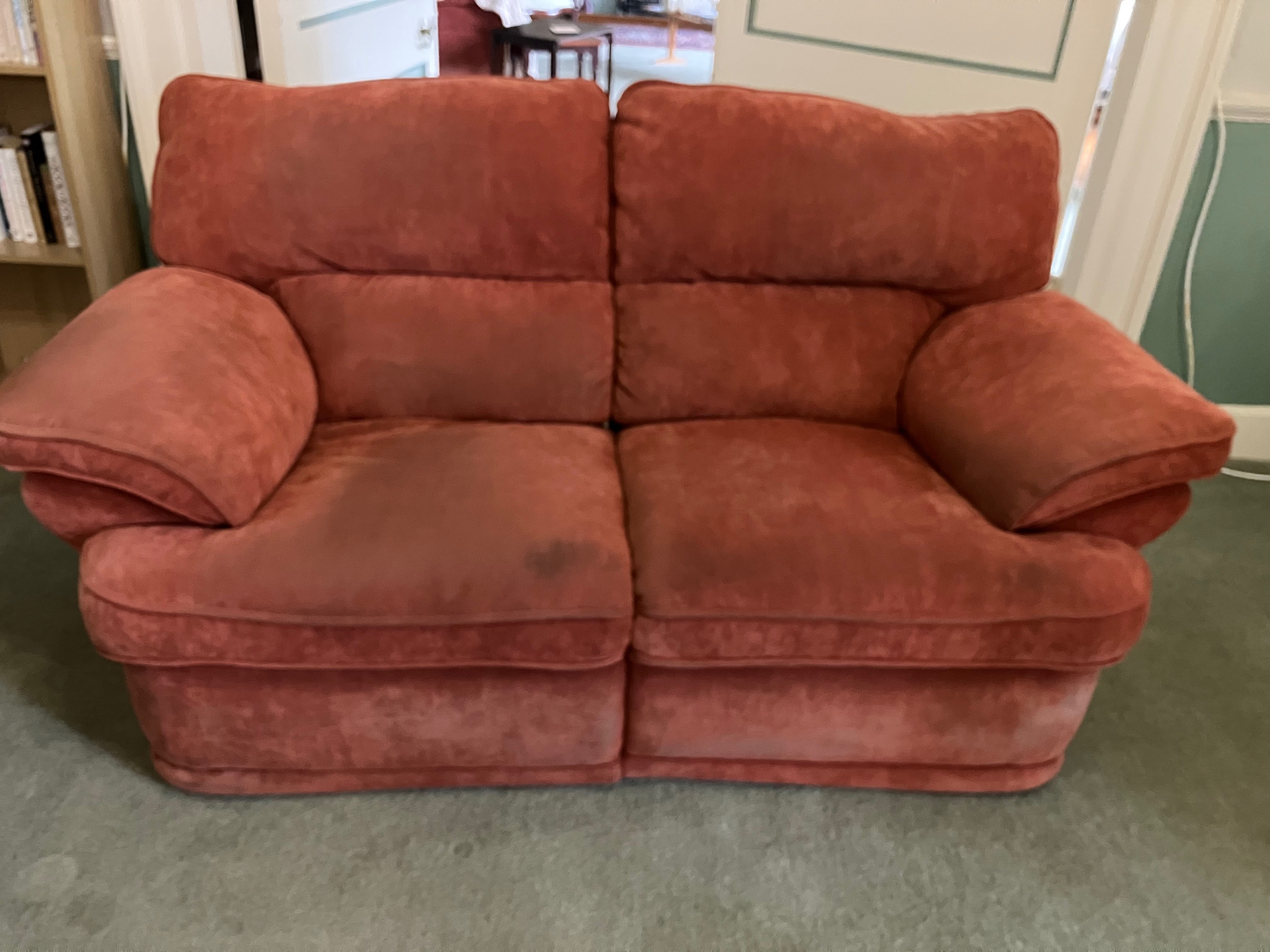 Red double recliner and matching armchair