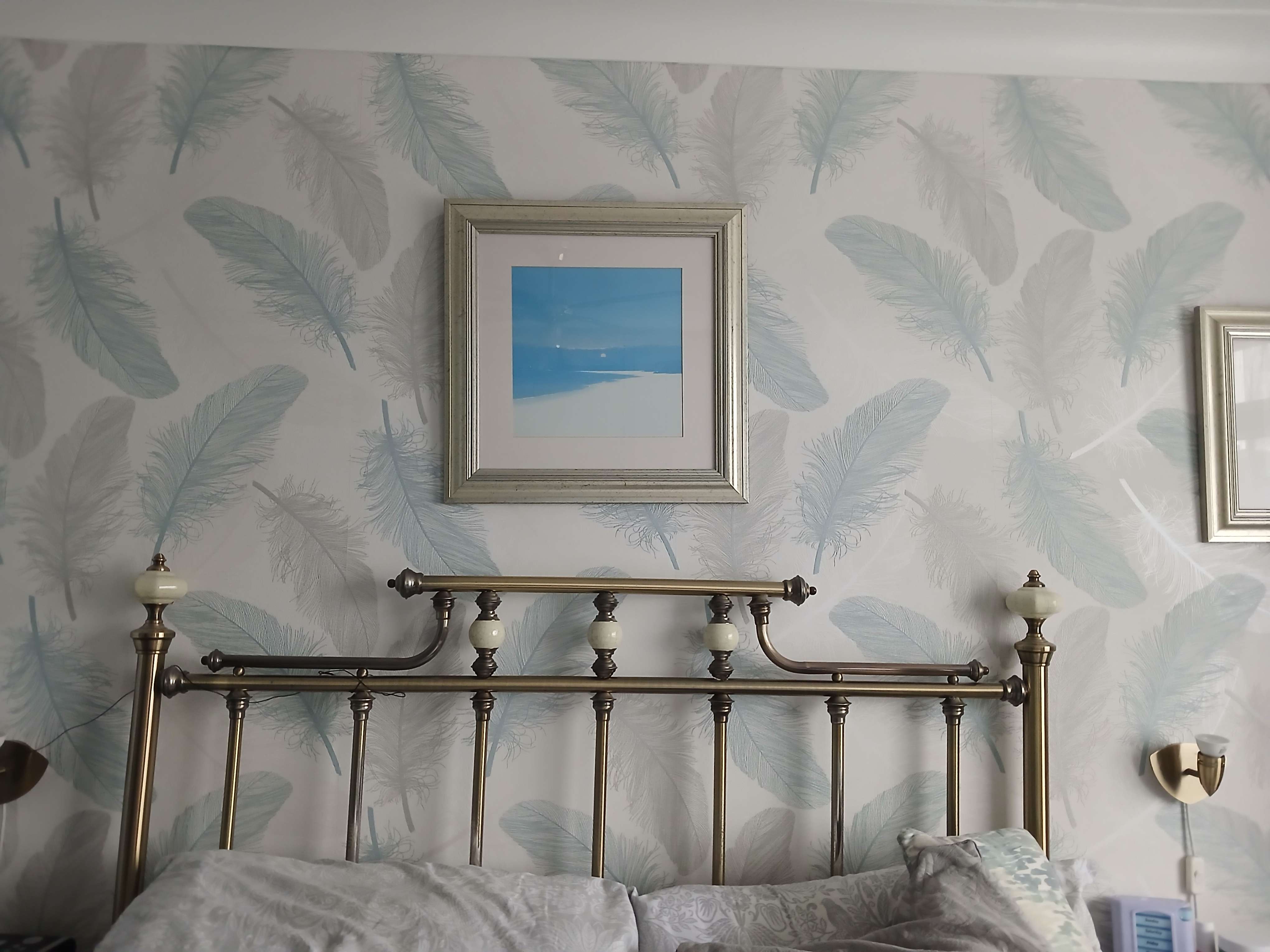 Metal headboard for double bed.