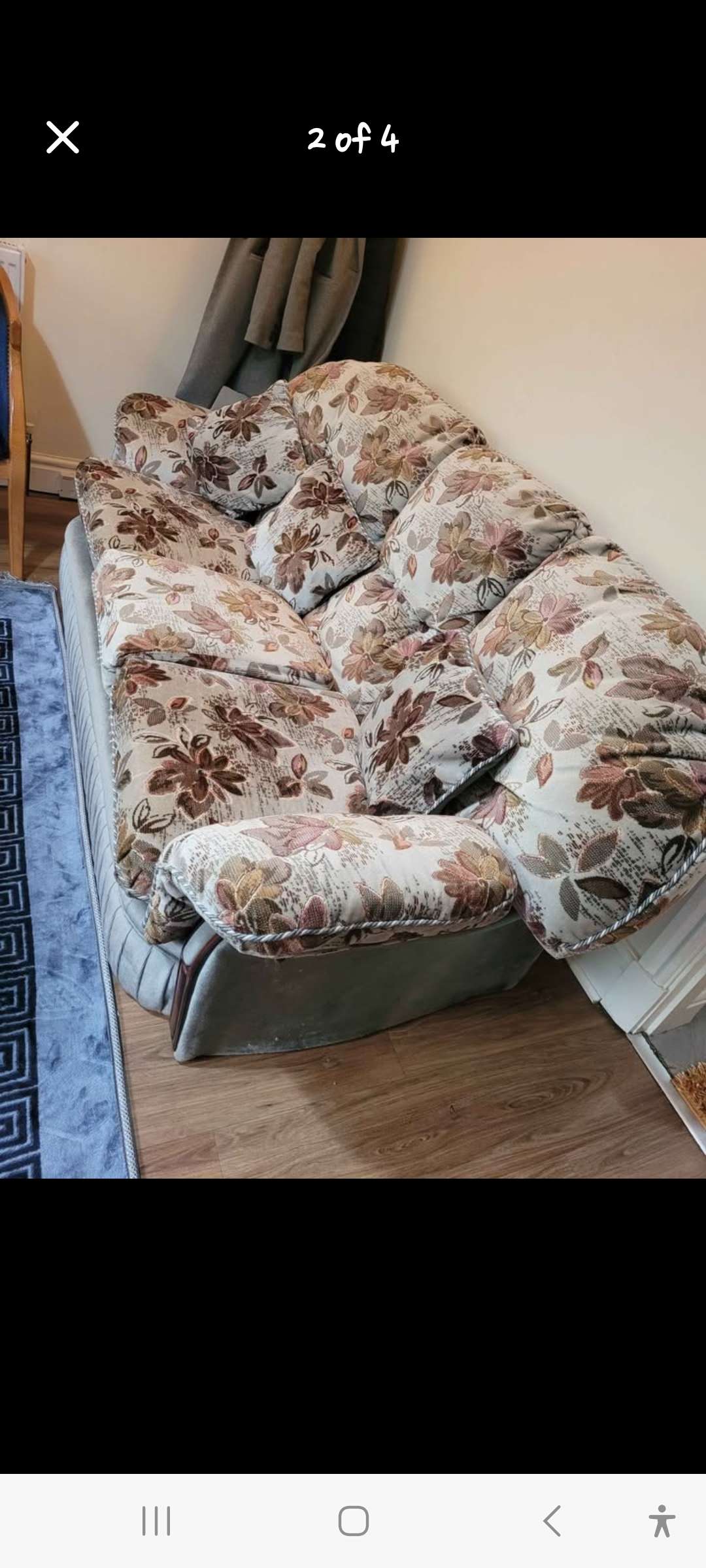 Floral 3-Seater Sofa and Matching Armchair – Good Condition