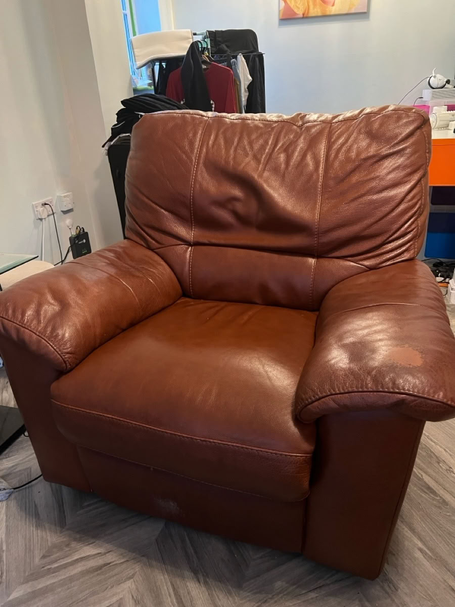 3 seater single seater leather sofa
