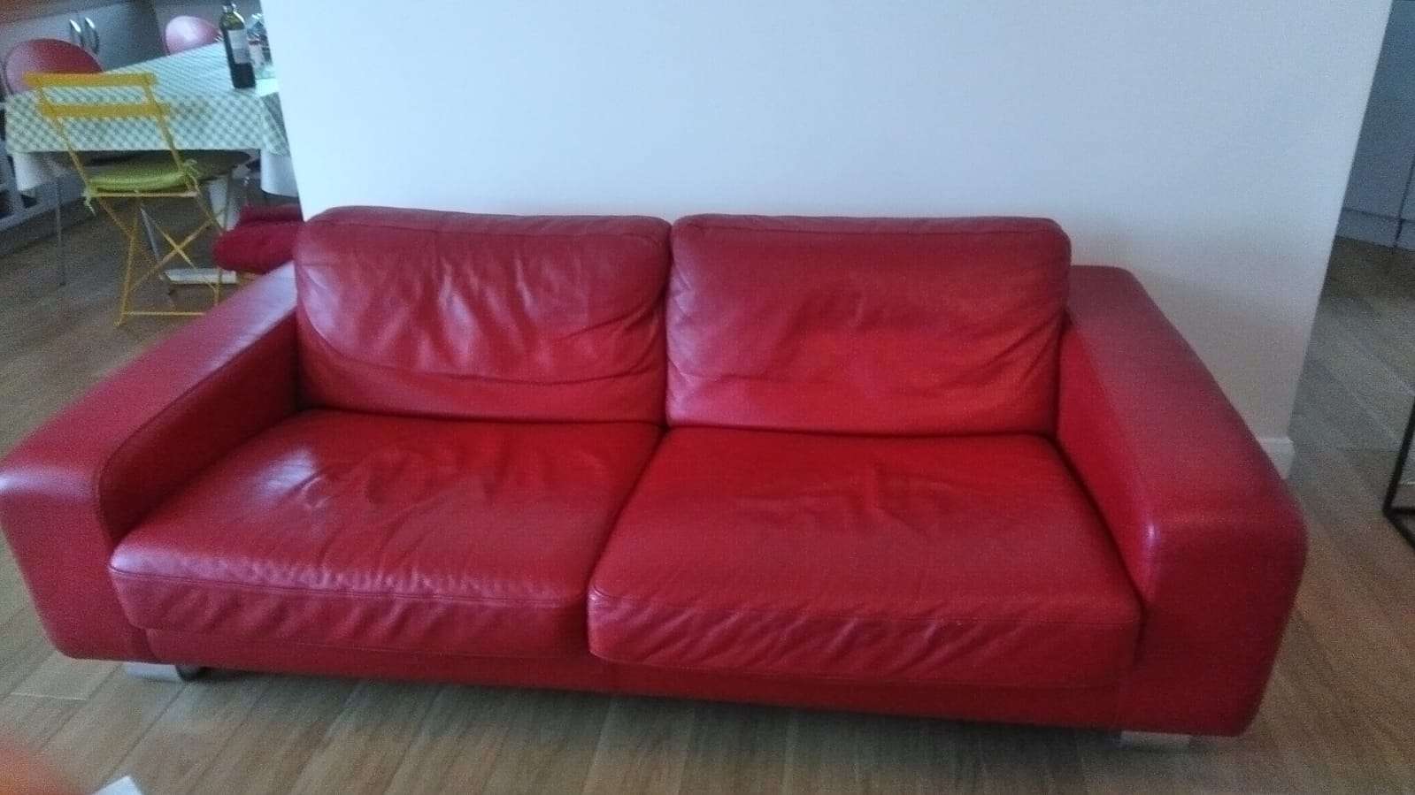 Red Leather Sofa