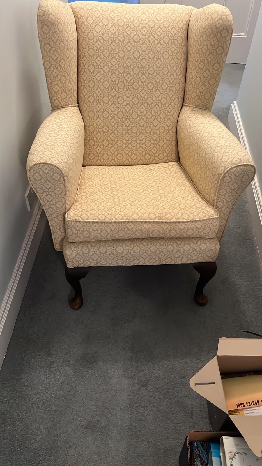 Pale Yellow Print Armchair