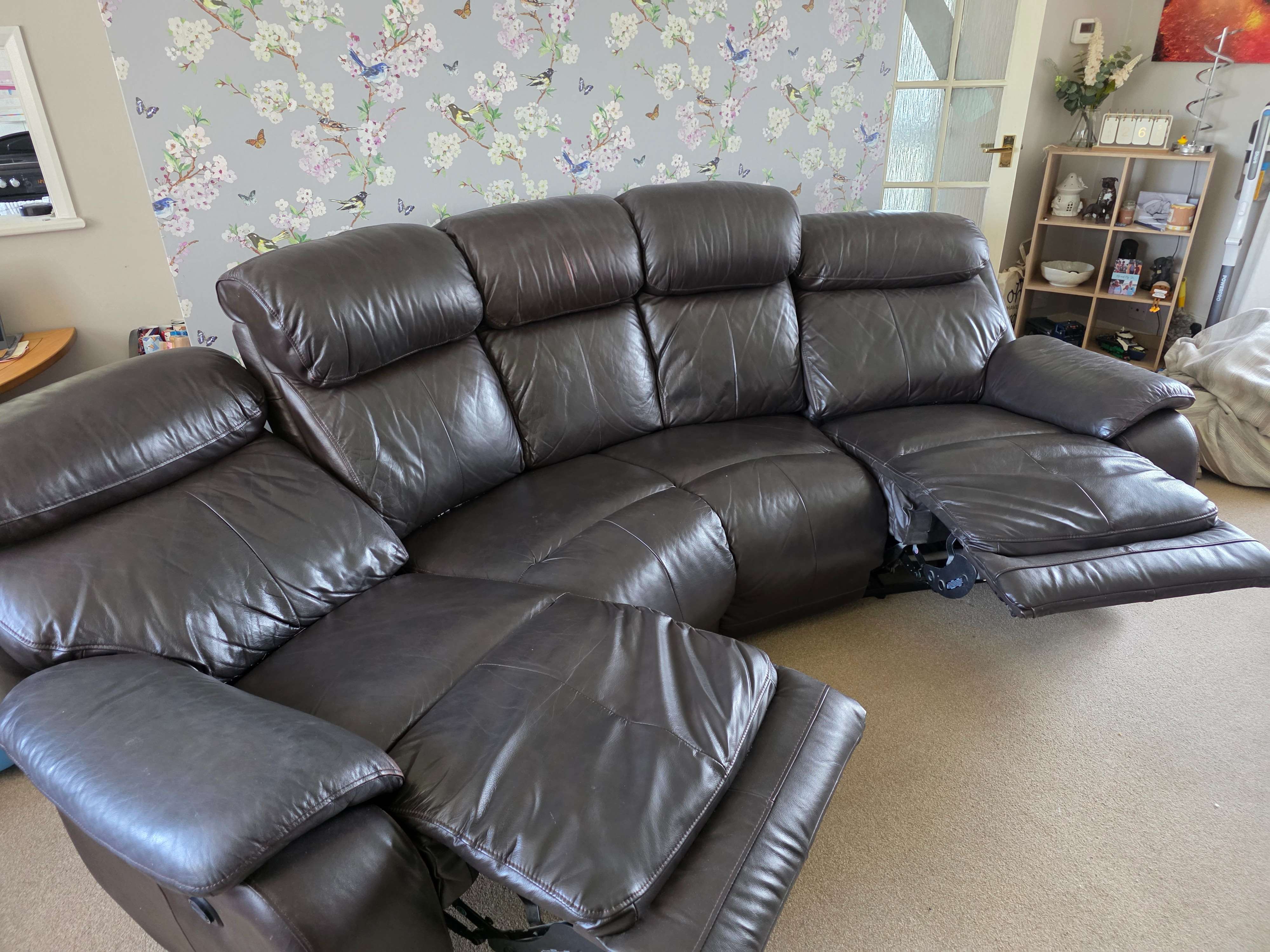 Brown 5 seat reclining sofa