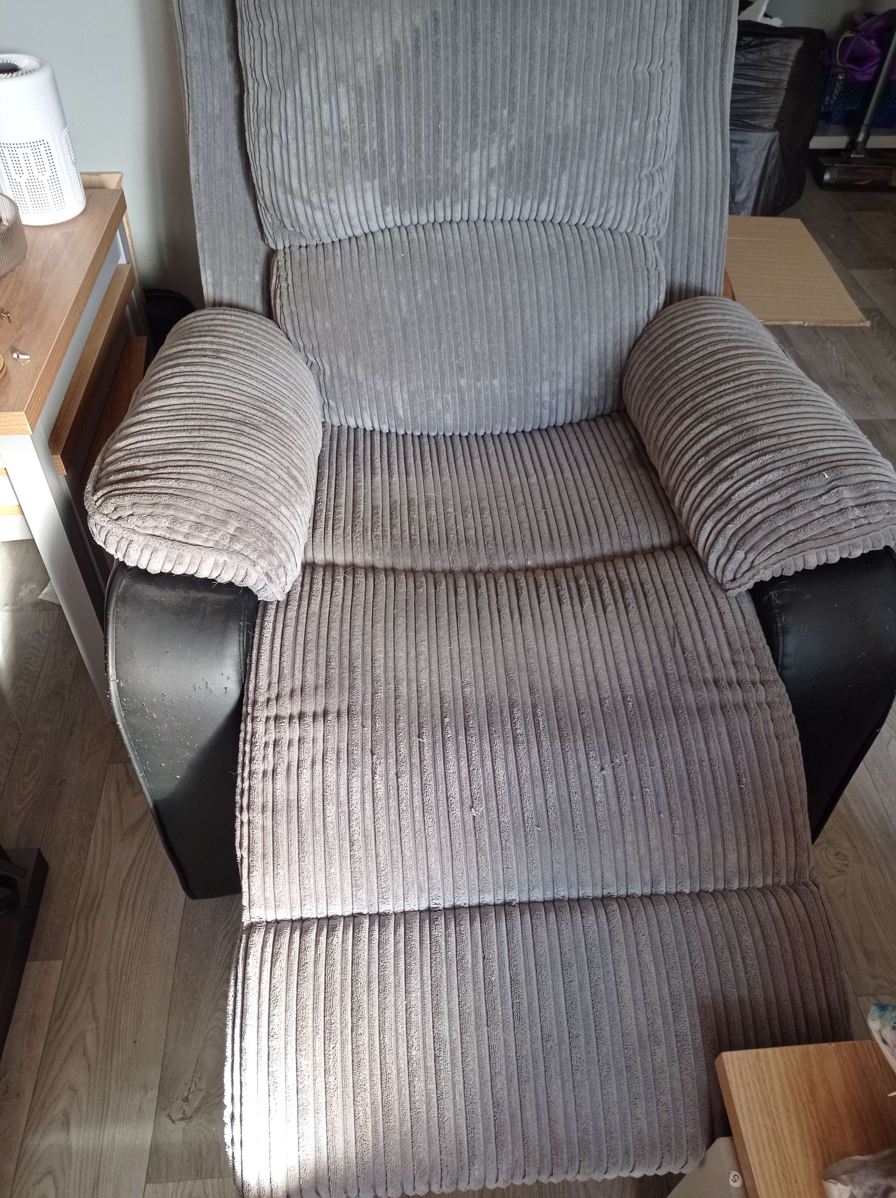 Grey faux leather sofa and Chair