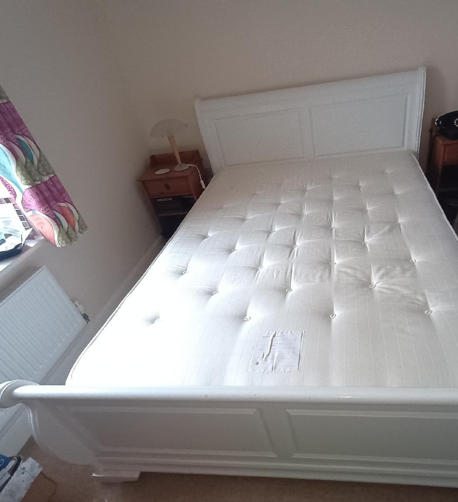 King size sleigh bed and mattress.