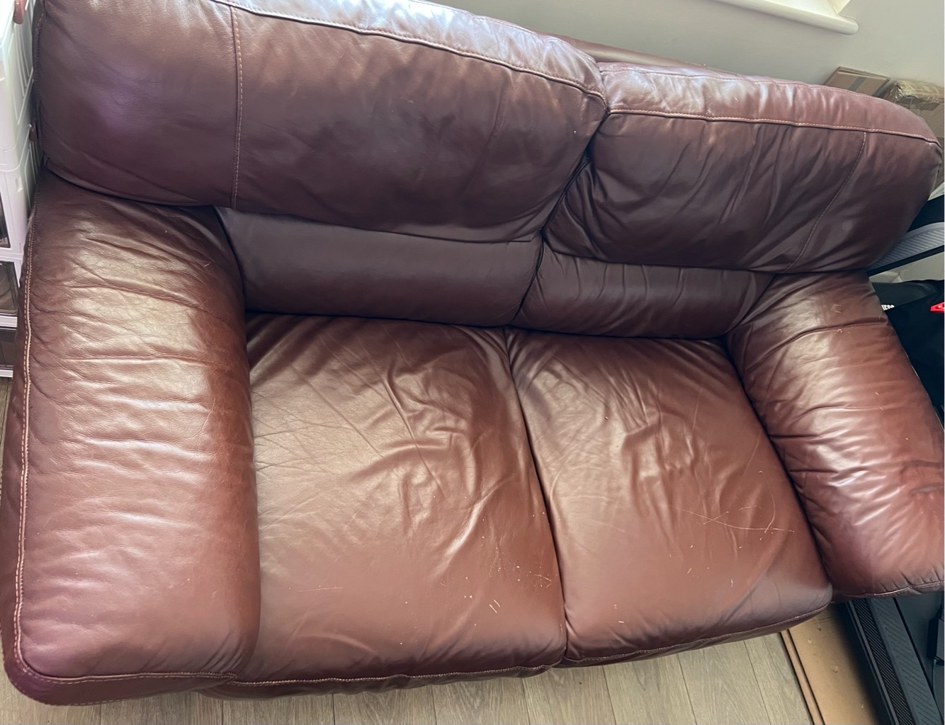 Brown leather sofa