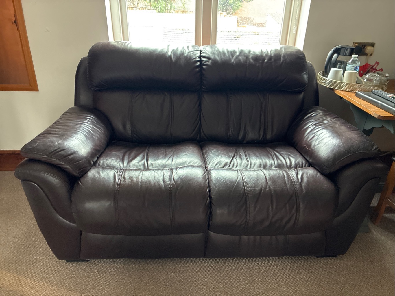 Brown leather sofa