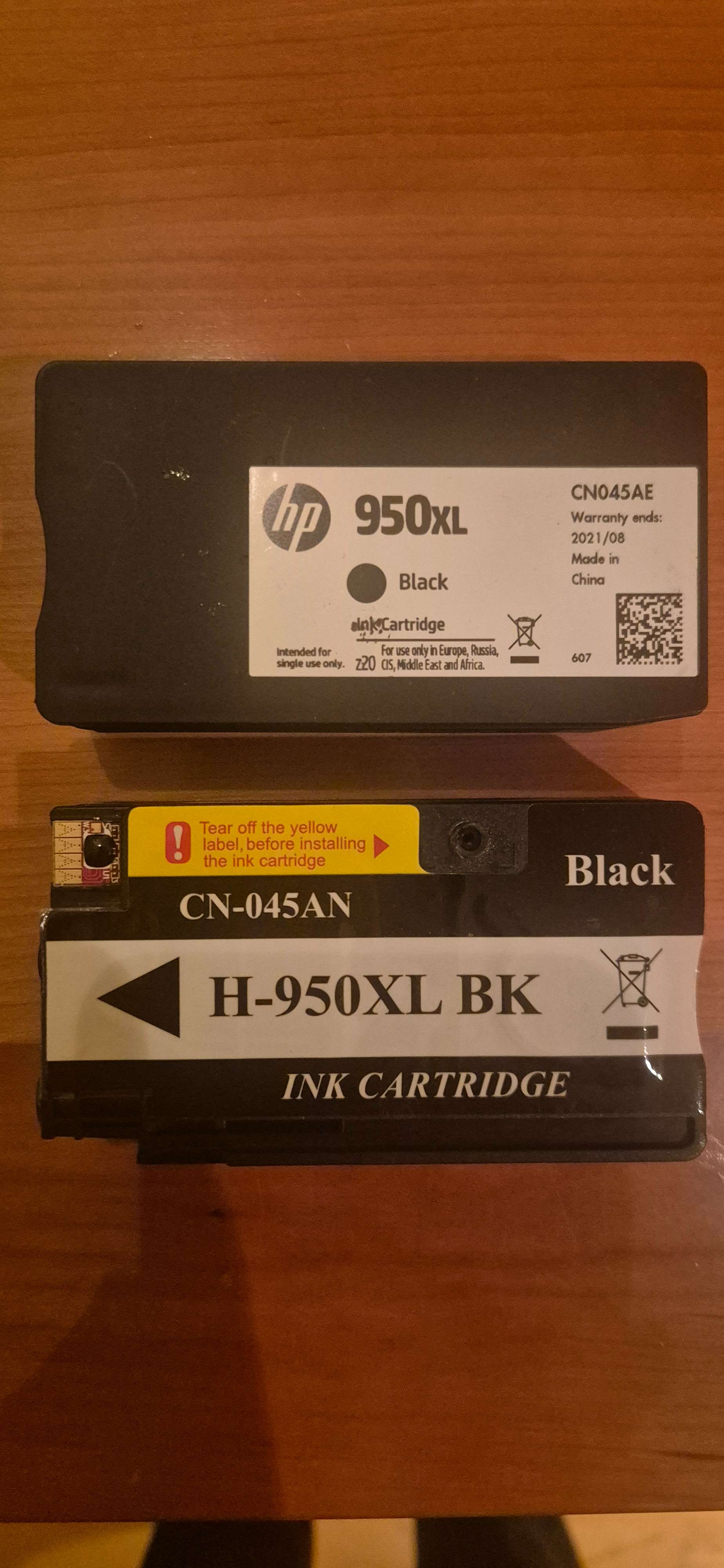 2 black ink cartridges for HP printer (type HP 950XL)