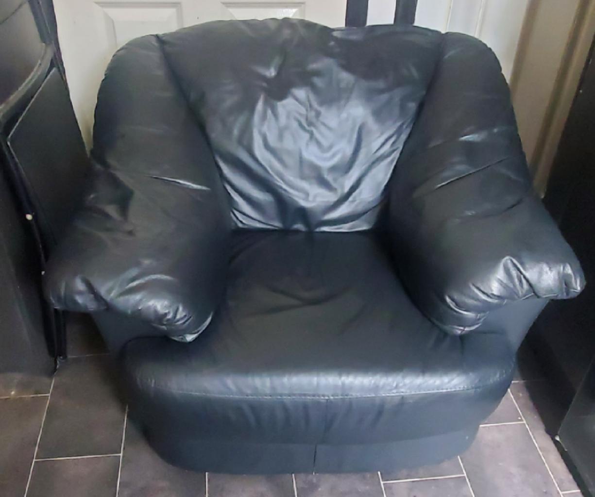 Black leather armchair