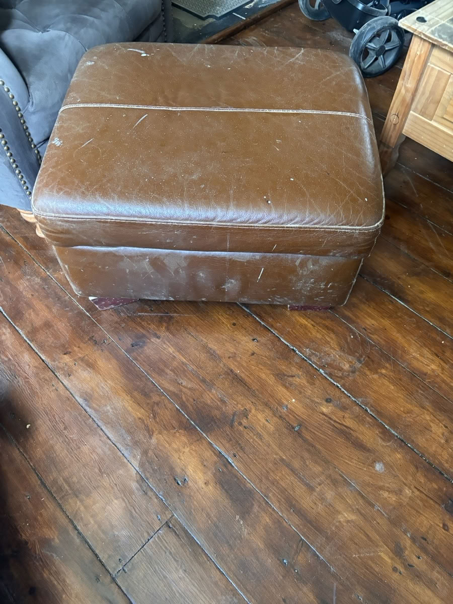 Leather ottoman footstool