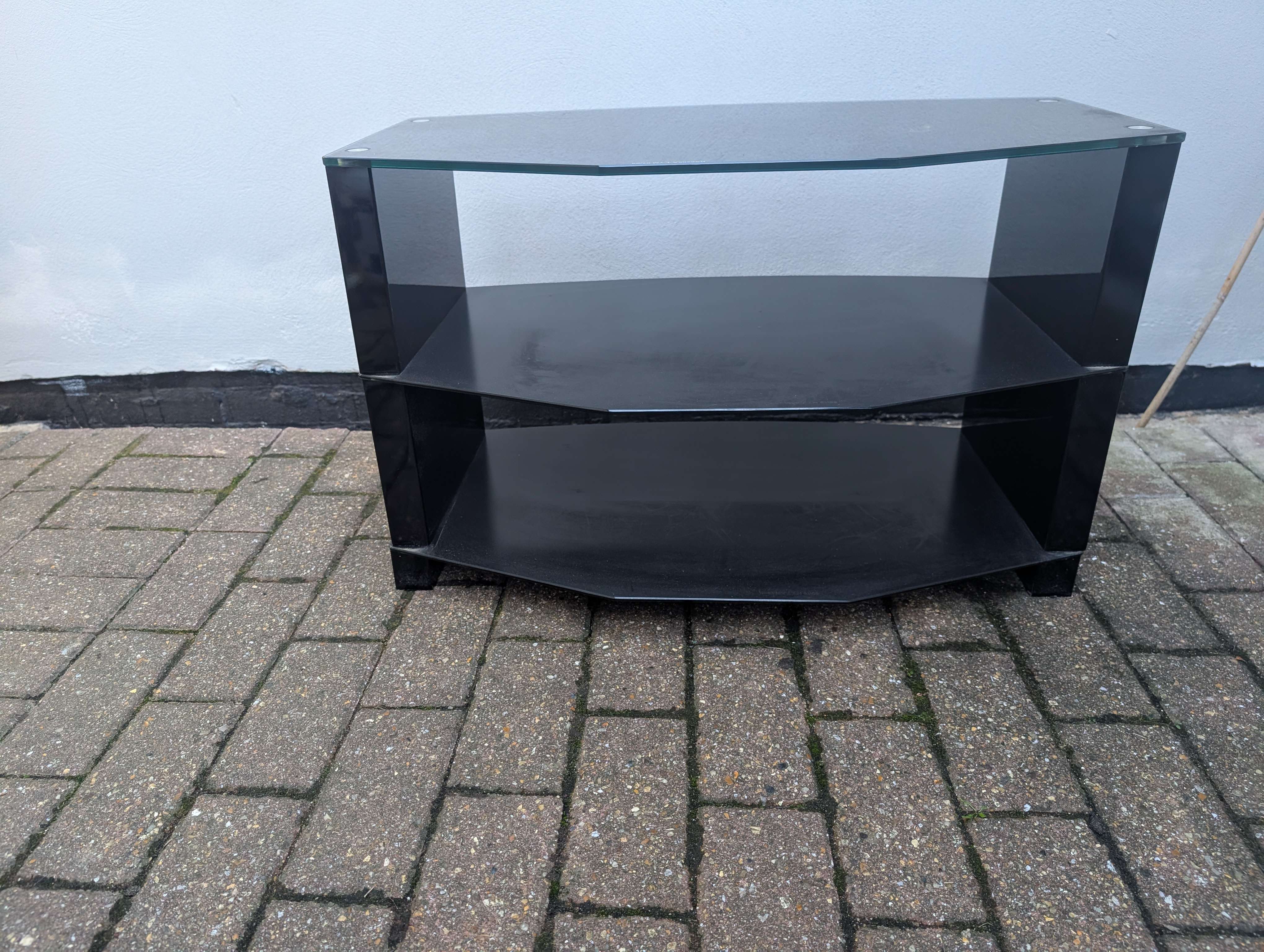 3 Tier black glass TV stand