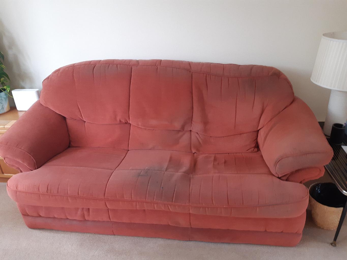 Red sofa & 2 chairs