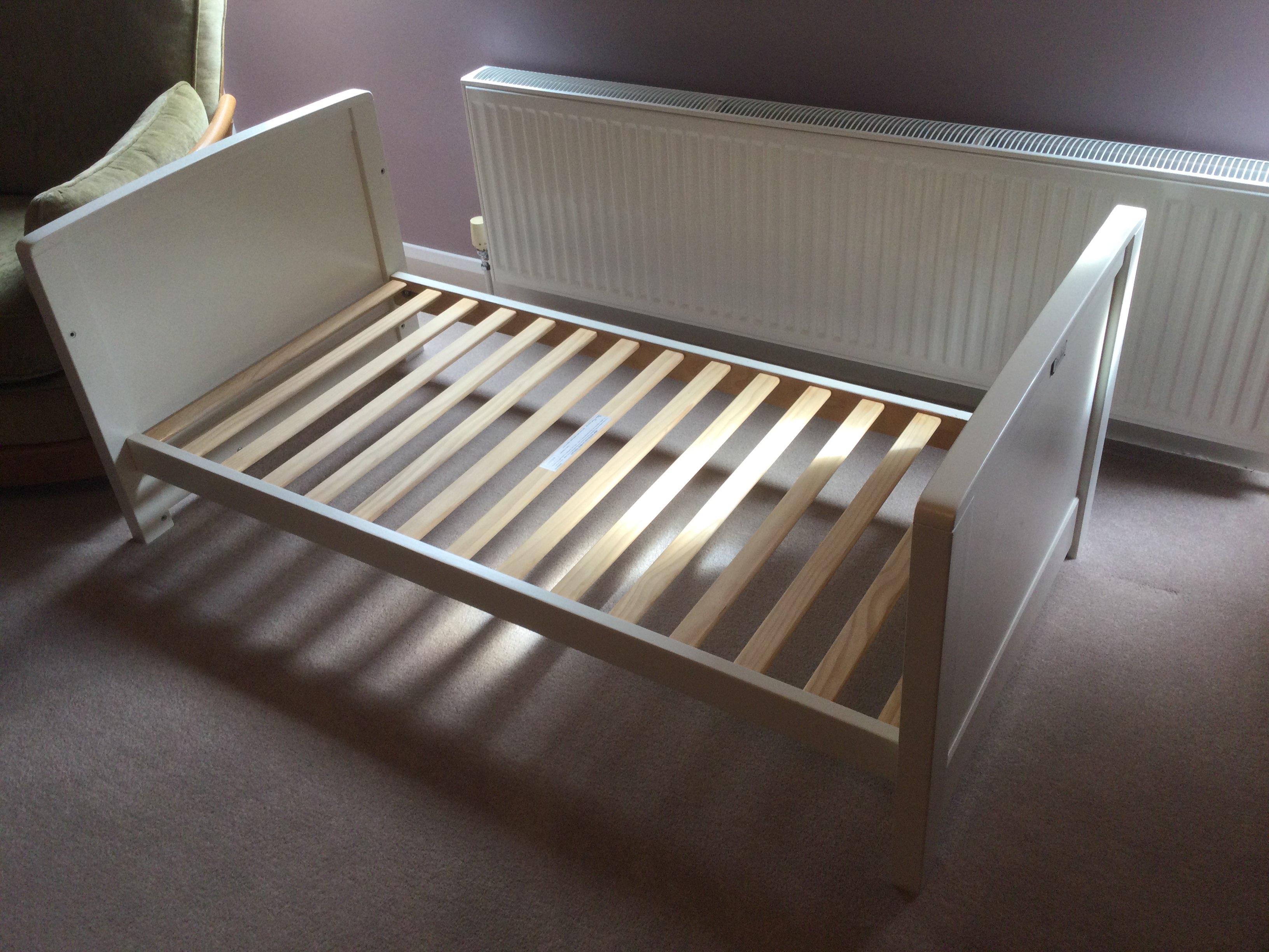 Small child’s bed, little used mattress also available.